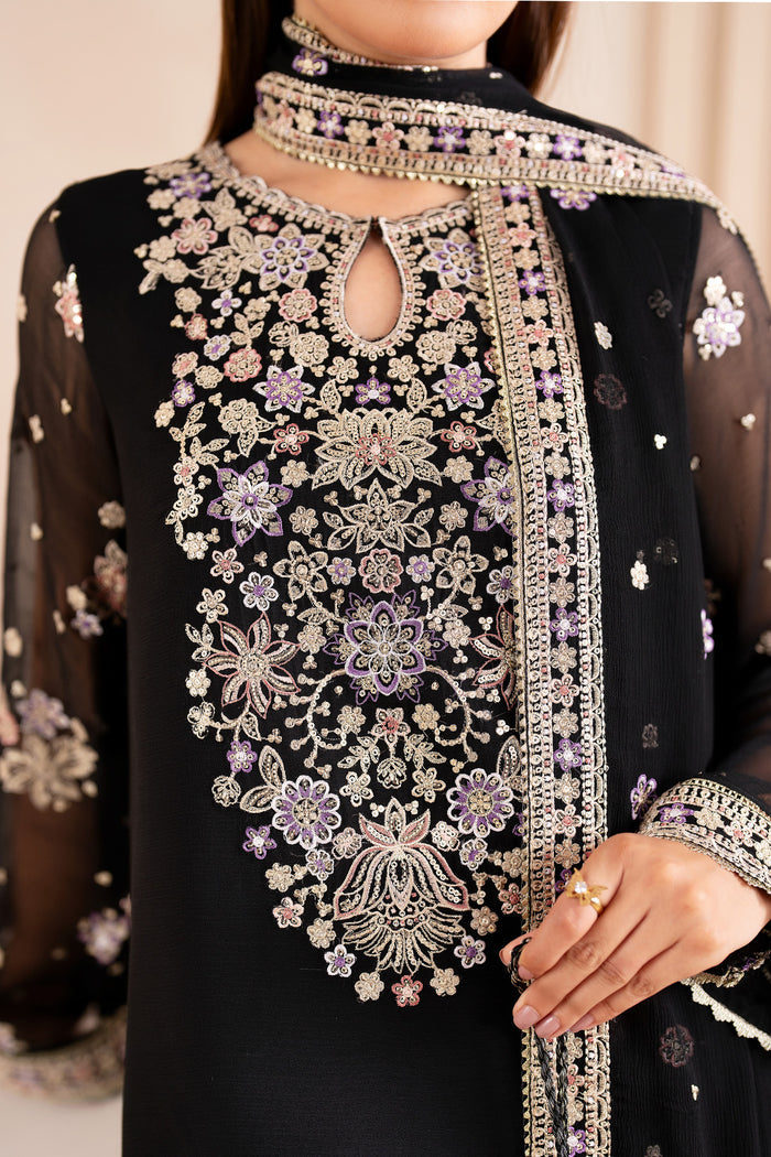 Farasha Luxury Formal Embroidered Chiffon Unstitched 3Pc Suit - Splash