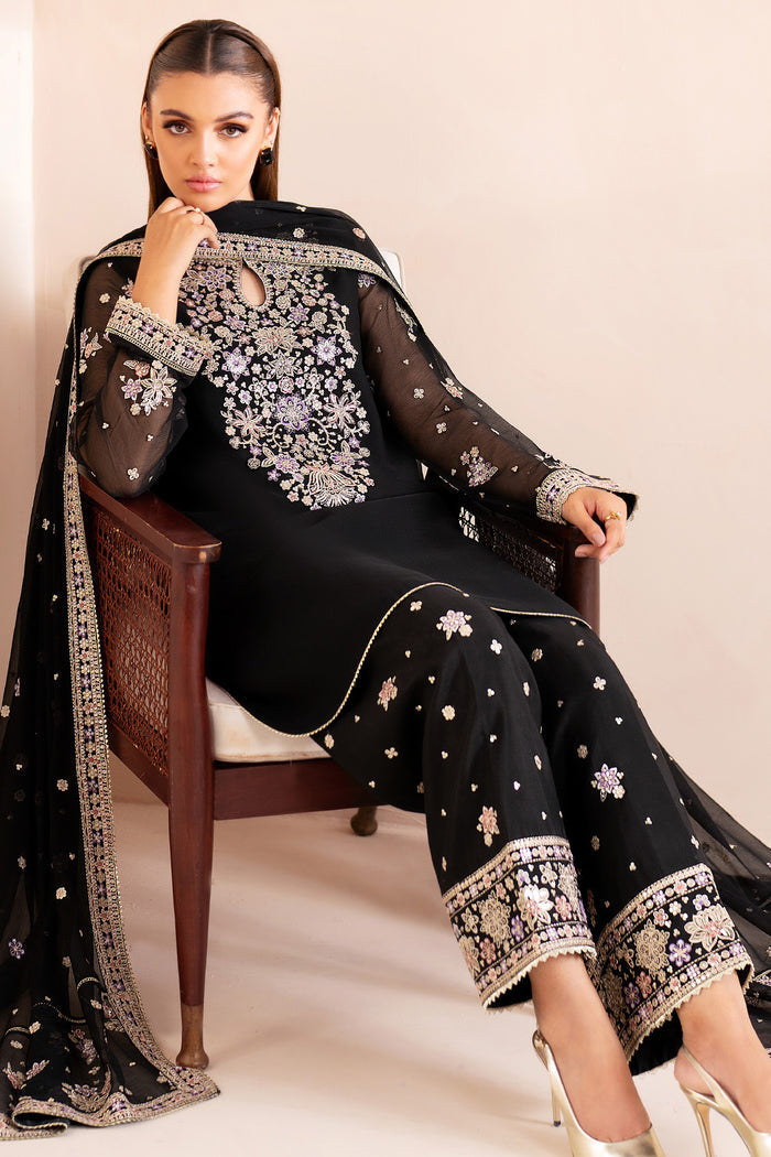 Farasha Luxury Formal Embroidered Chiffon Unstitched 3Pc Suit - Splash