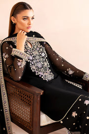 Farasha Luxury Formal Embroidered Chiffon Unstitched 3Pc Suit - Splash
