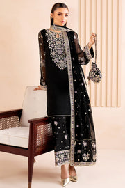 Farasha Luxury Formal Embroidered Chiffon Unstitched 3Pc Suit - Splash
