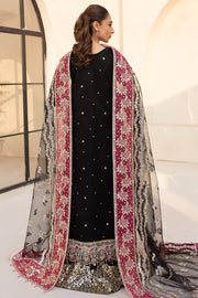 Farasha LU ZELLA Embroidered Net Unstitched 3Pc Suit D-10 STARDUST NOIR