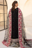 Farasha LU ZELLA Embroidered Net Unstitched 3Pc Suit D-10 STARDUST NOIR