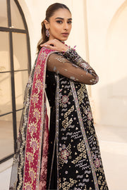 Farasha LU ZELLA Embroidered Net Unstitched 3Pc Suit D-10 STARDUST NOIR