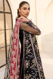 Farasha LU ZELLA Embroidered Net Unstitched 3Pc Suit D-10 STARDUST NOIR