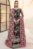 Farasha LU ZELLA Embroidered Net Unstitched 3Pc Suit D-10 STARDUST NOIR