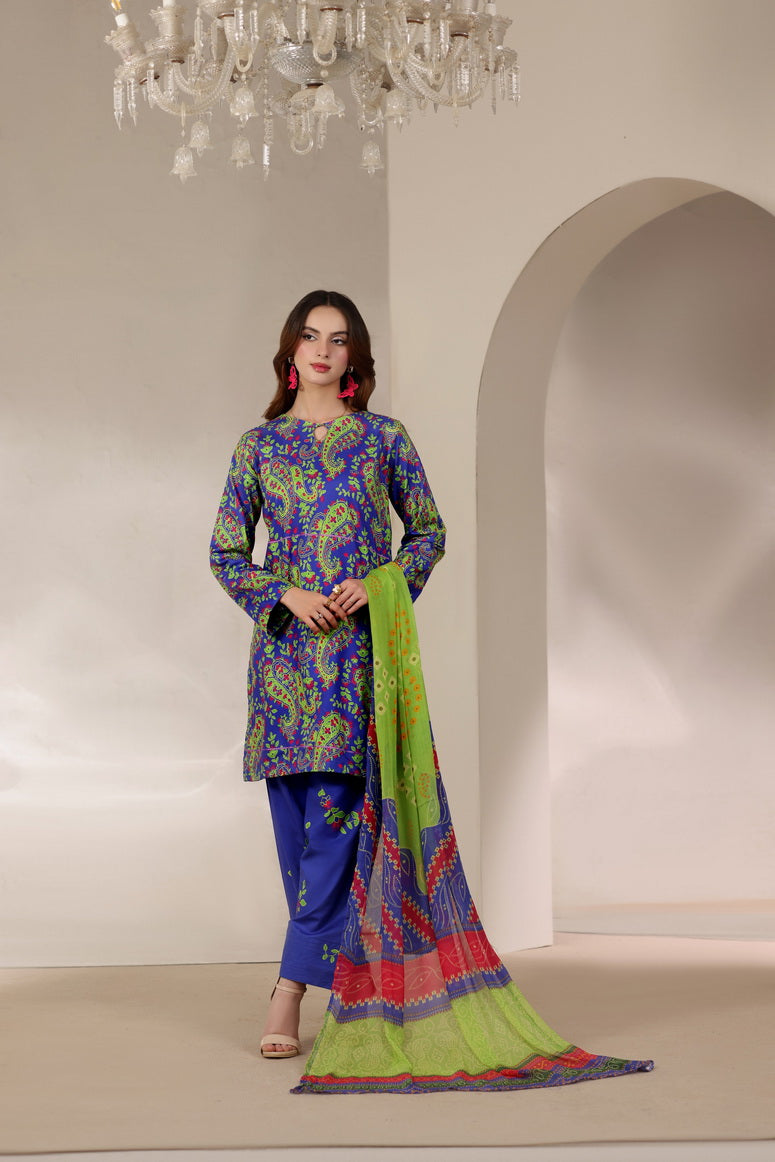 Feathers The Imperial Bloom Printed Lawn Unstitched 3Pc Suit Starry Florals-FT662