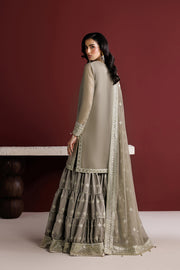 Farasha Luxury Formal Embroidered Chiffon Unstitched 3Pc Suit - Stone Haze