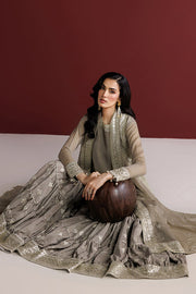 Farasha Luxury Formal Embroidered Chiffon Unstitched 3Pc Suit - Stone Haze