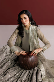 Farasha Luxury Formal Embroidered Chiffon Unstitched 3Pc Suit - Stone Haze