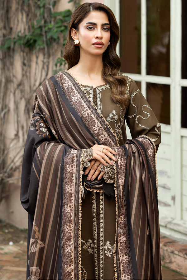Farasha Embroidered Khaddar Unstitched 3Pc Suit - Stonepetal