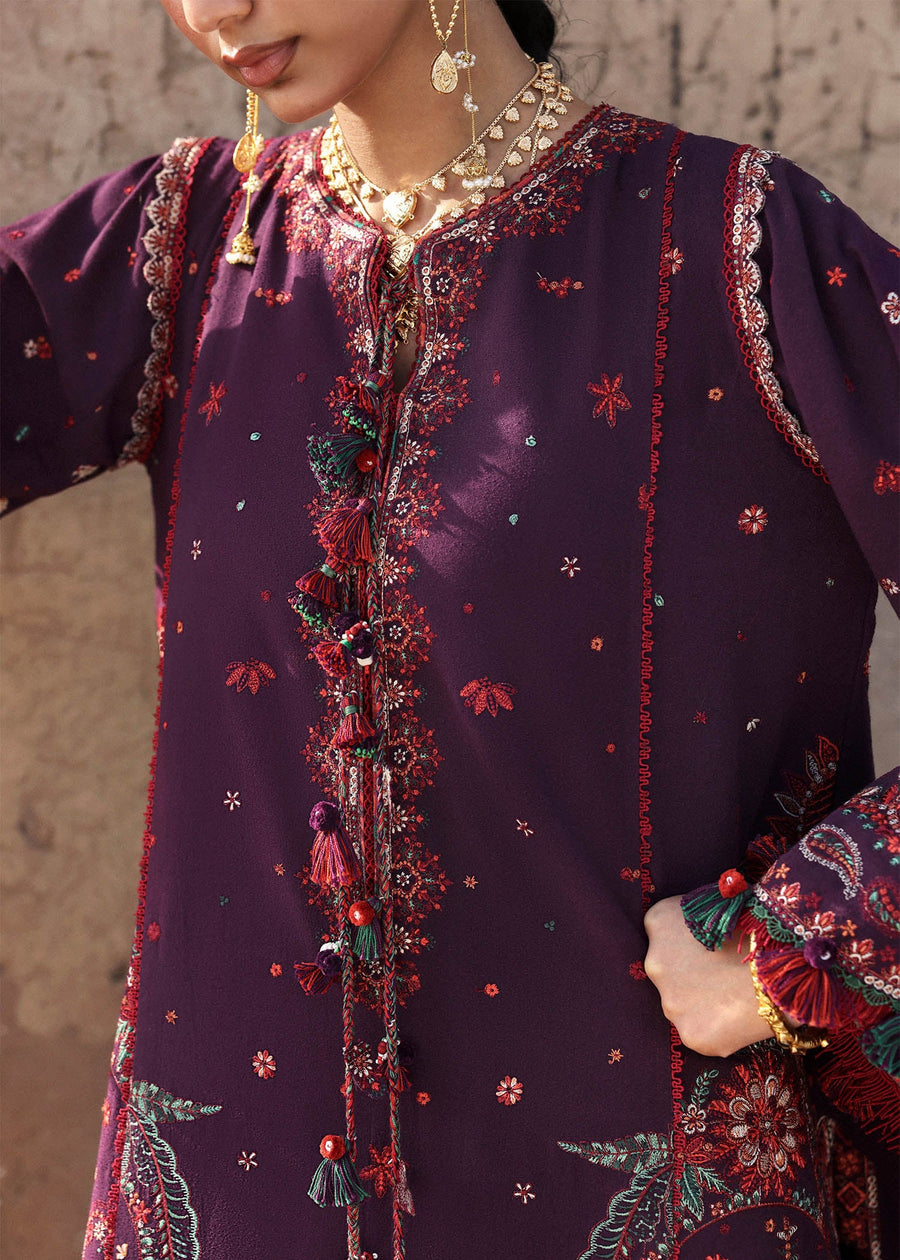 Hussain Rehar Embroidered Karandi Unstitched 3Pc Suit - Sultana
