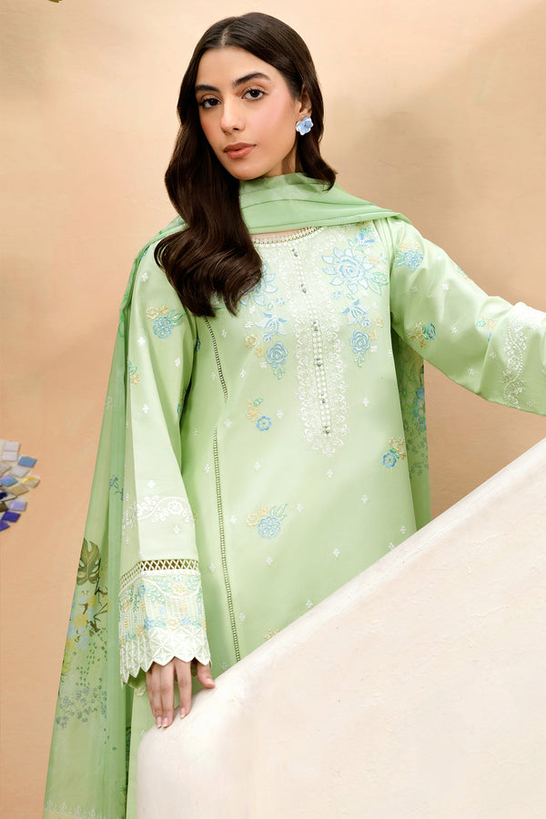 Farasha Summer Essentials Embroidered Lawn Unstitched 3Pc Suit - Summer Mist