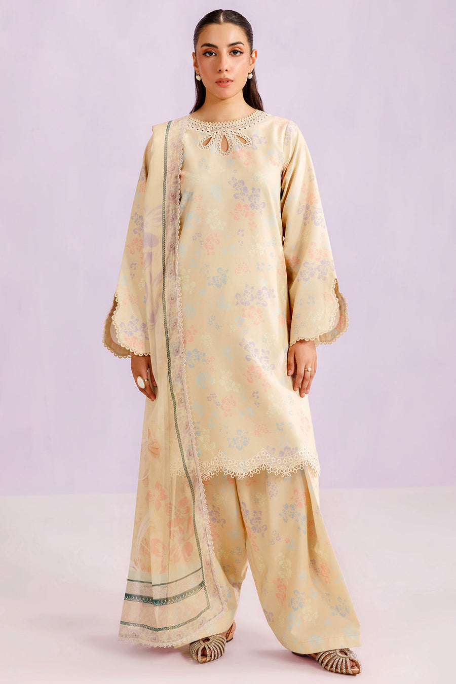 Farasha Summer Essentials Embroidered Lawn Unstitched 3Pc Suit - Sun Bloom