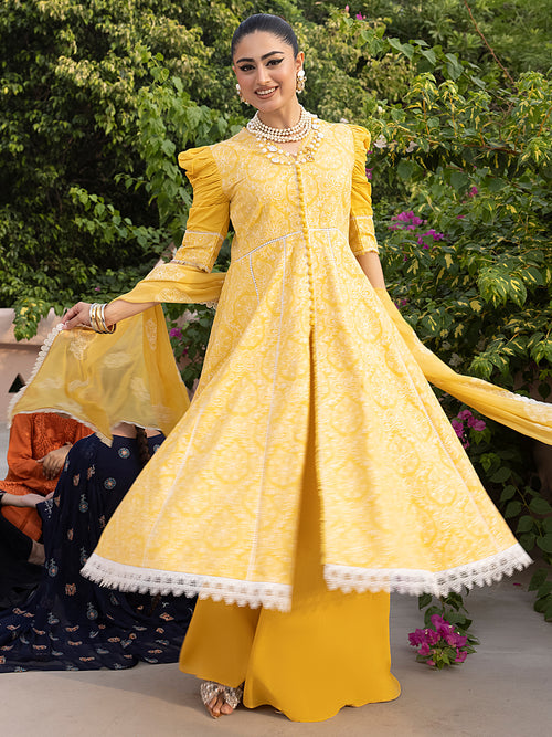 Afsaneh by Mahnur Embroidered Karandi Unstitched 3Pc Suit D-04 Sun Flower