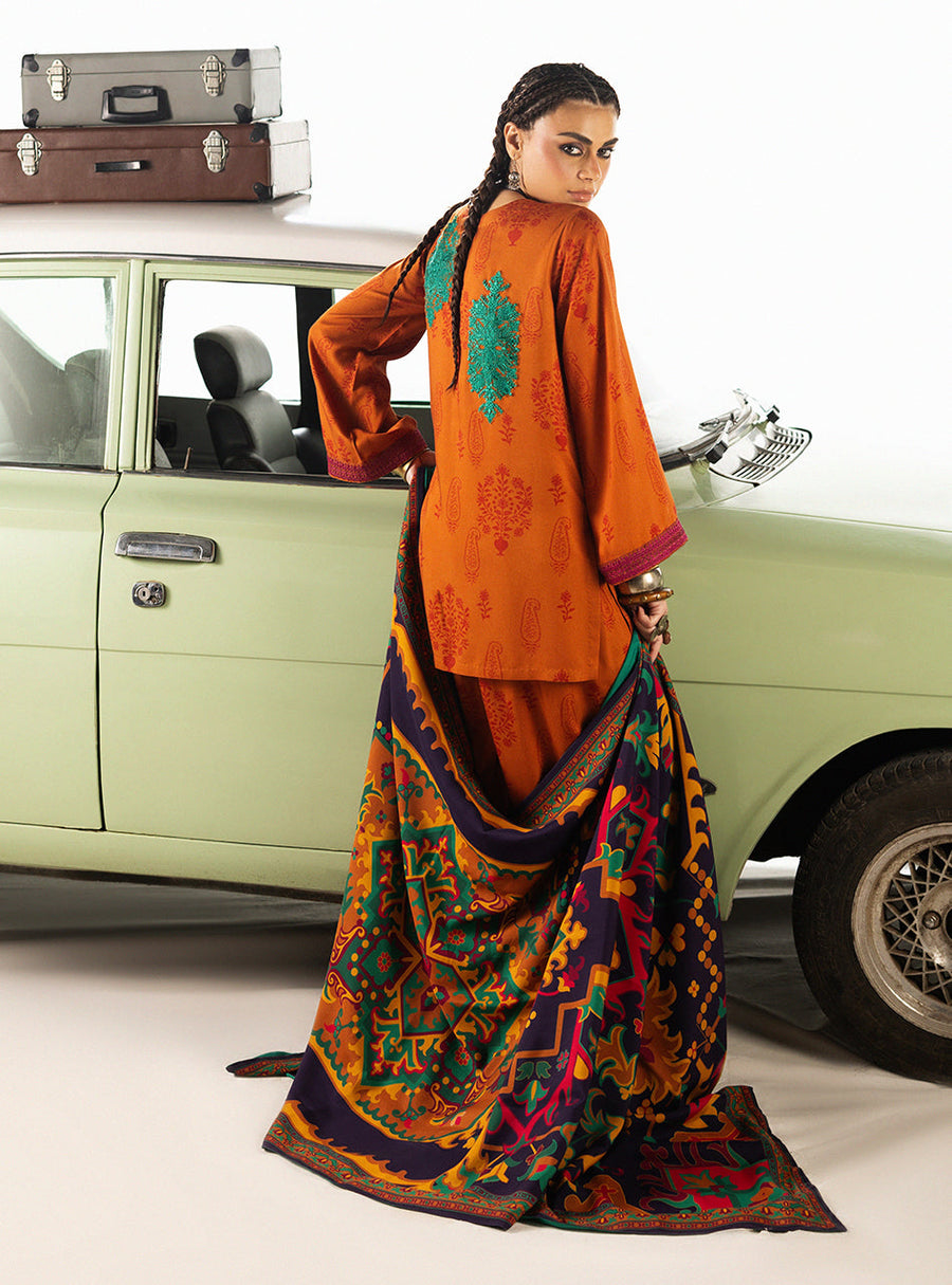 Zainab Chottani Embroidered Marina Twill Unstitched 3Pc Suit D-03 Suniva