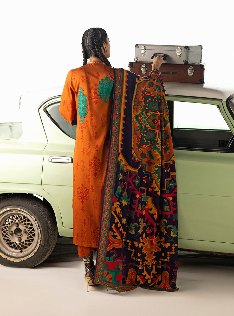 Zainab Chottani Embroidered Marina Twill Unstitched 3Pc Suit D-03 Suniva