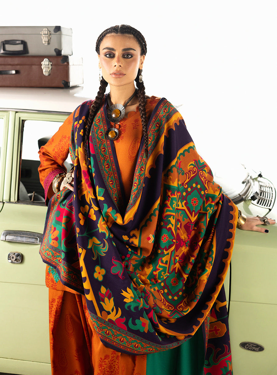 Zainab Chottani Embroidered Marina Twill Unstitched 3Pc Suit D-03 Suniva