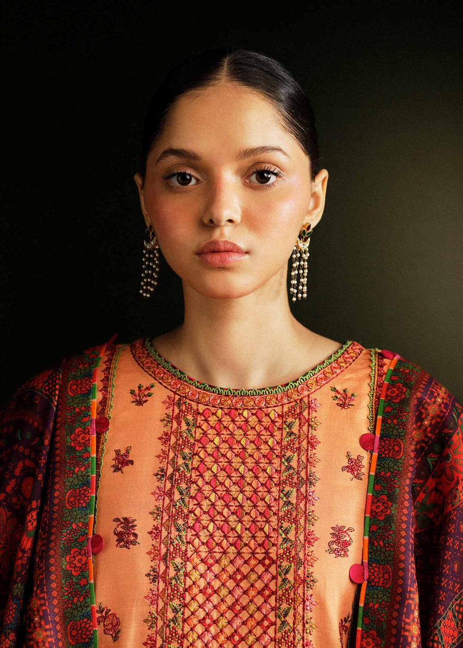 Hussain Rehar Embroidered Khaddar Unstitched 3Pc Suit - Sunrise