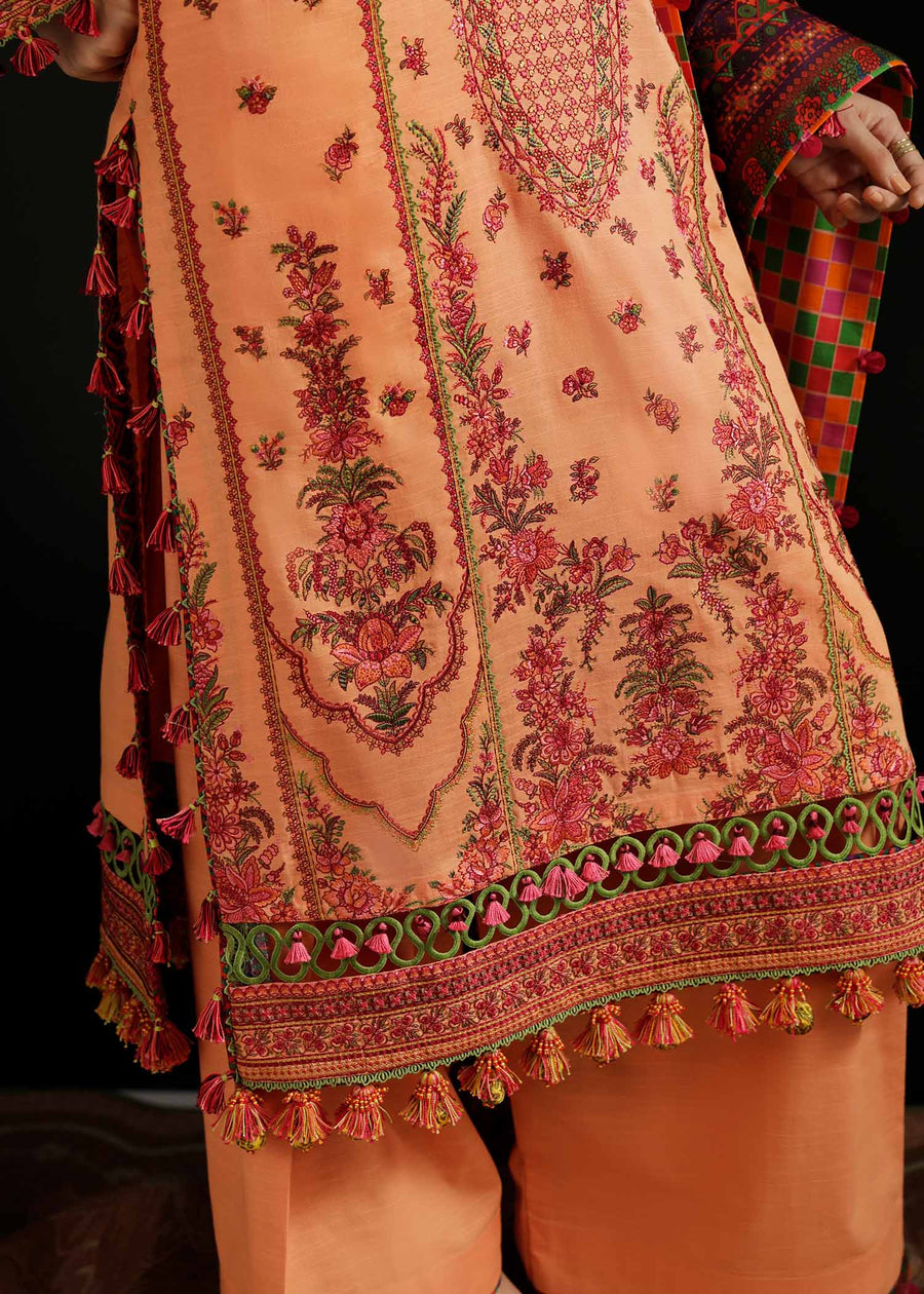 Hussain Rehar Embroidered Khaddar Unstitched 3Pc Suit - Sunrise