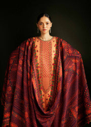 Hussain Rehar Embroidered Khaddar Unstitched 3Pc Suit - Sunrise