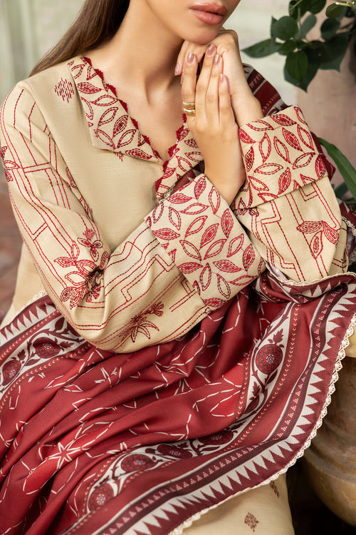 Farasha Embroidered Khaddar Unstitched 3Pc Suit - Sunrose