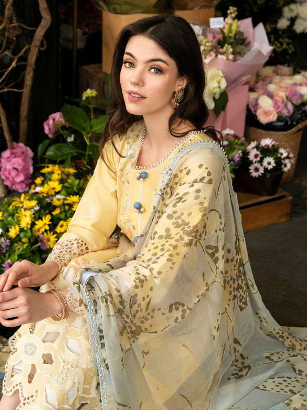 Hemline Odyssey by Mushq Embroidered Lawn Unstitched 3Pc Suit - Sunset Sway