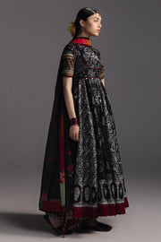 Zara Shahjahan Anarkali Embroidered Lawn Unstitched 3Pc Suit D-01 SURKH BAHAR