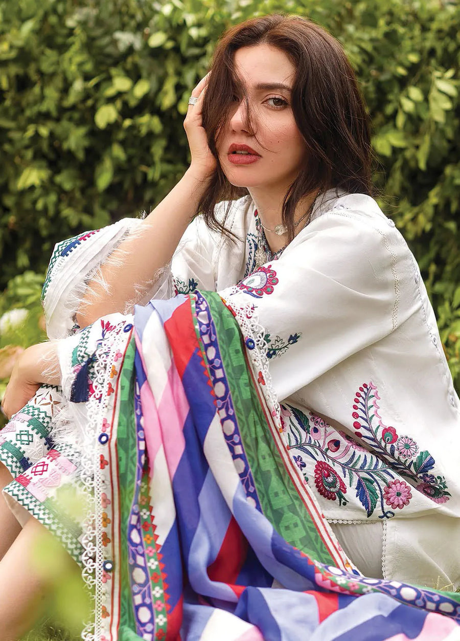 Siraa by Sadaf Fawad Khan Embroidered Lawn Unstitched 3Pc Suit - SUZANI (A)