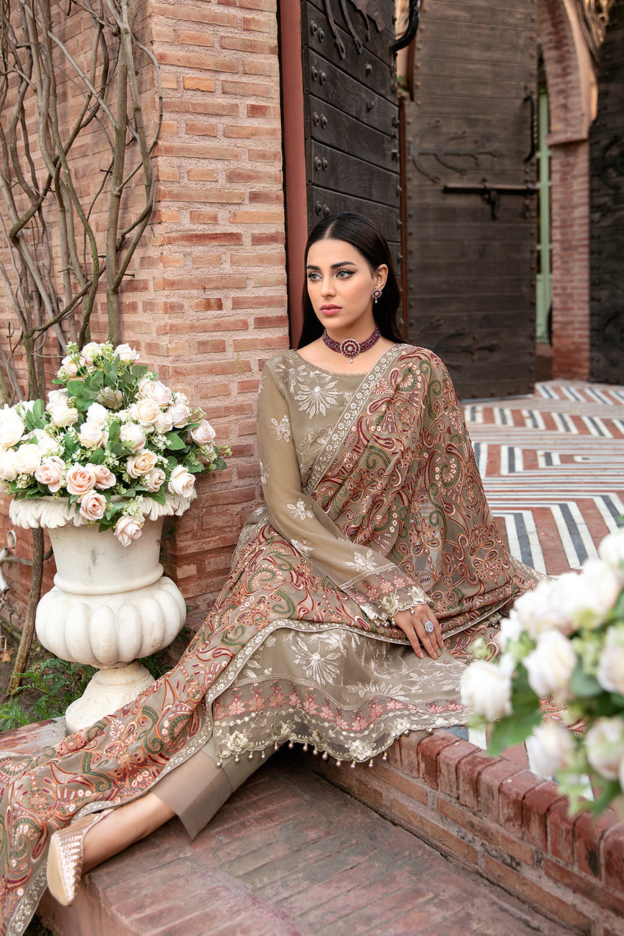 Dastan by Ramsha Embroidered Chiffon Unstitched 3 Piece Suit T-101