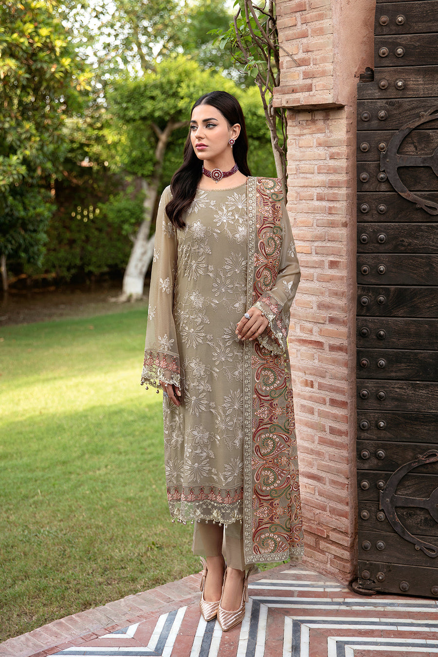 Dastan by Ramsha Embroidered Chiffon Unstitched 3 Piece Suit T-101