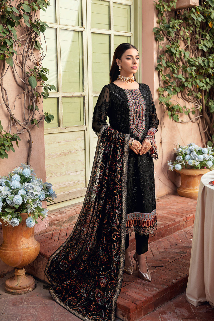 Dastan by Ramsha Embroidered Chiffon Unstitched 3 Piece Suit T-102