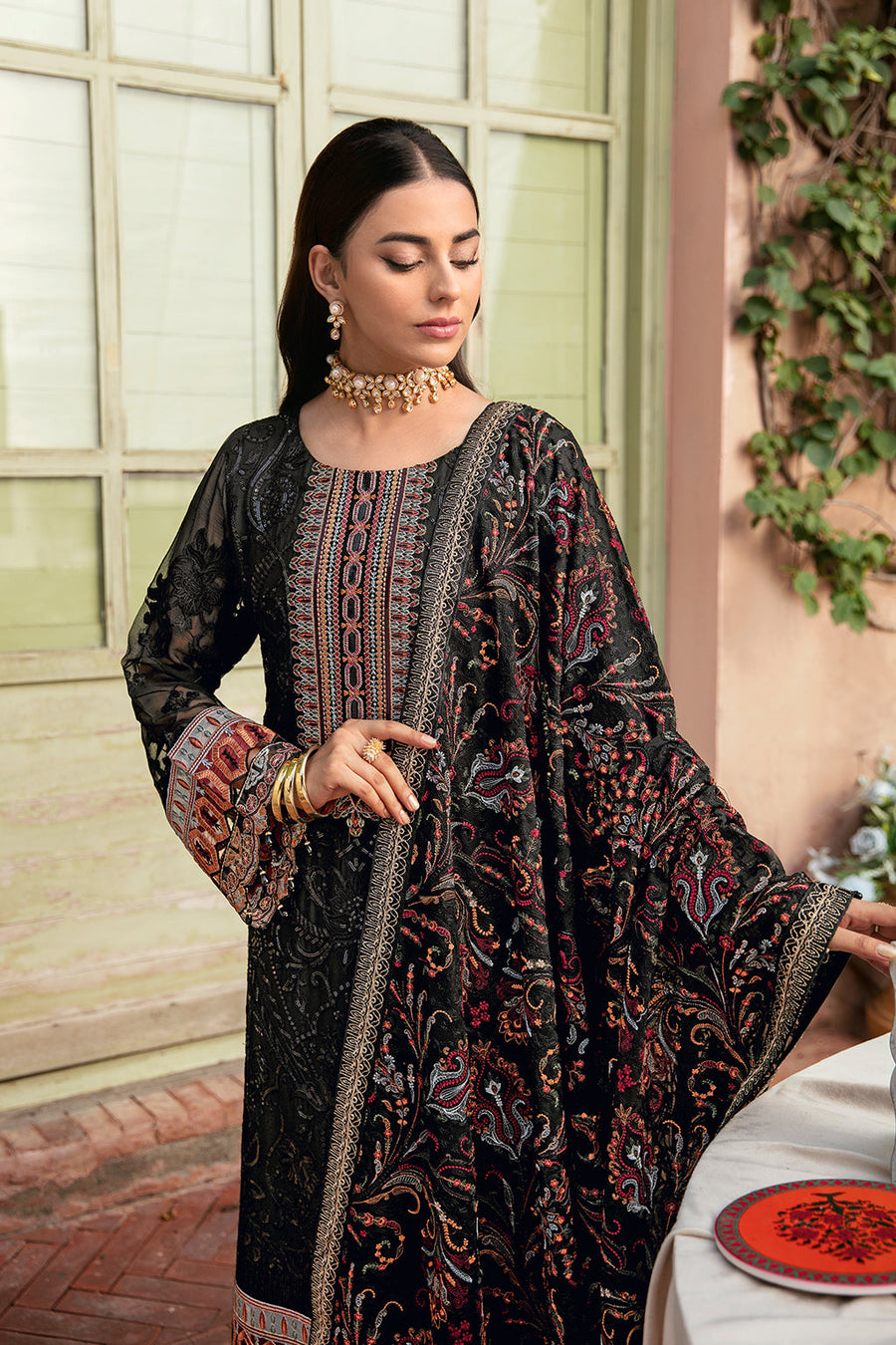 Dastan by Ramsha Embroidered Chiffon Unstitched 3 Piece Suit T-102