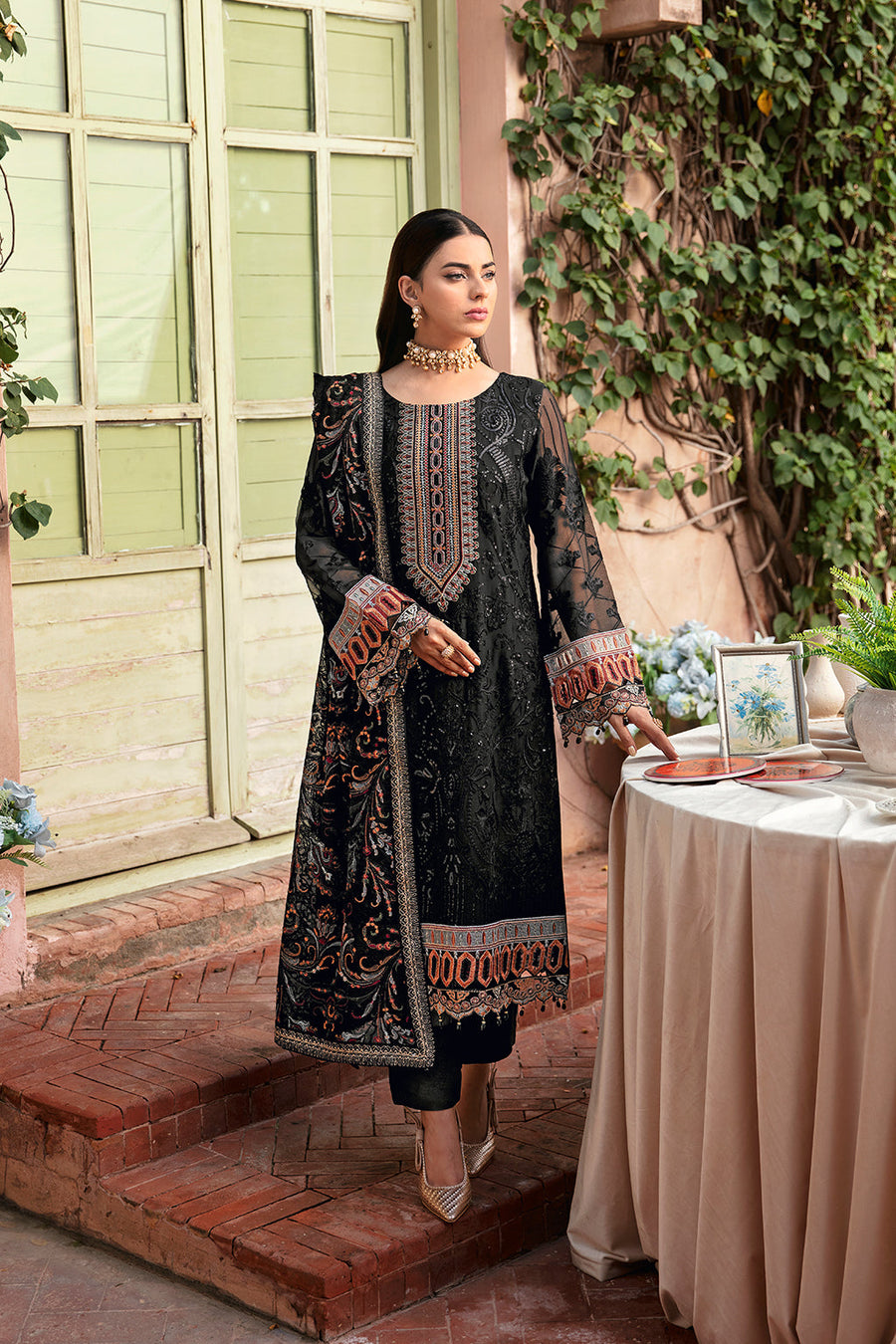 Dastan by Ramsha Embroidered Chiffon Unstitched 3 Piece Suit T-102