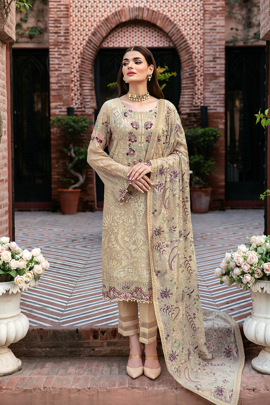 Dastan by Ramsha Embroidered Chiffon Unstitched 3 Piece Suit T-105