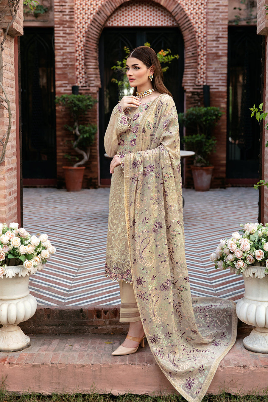 Dastan by Ramsha Embroidered Chiffon Unstitched 3 Piece Suit T-105