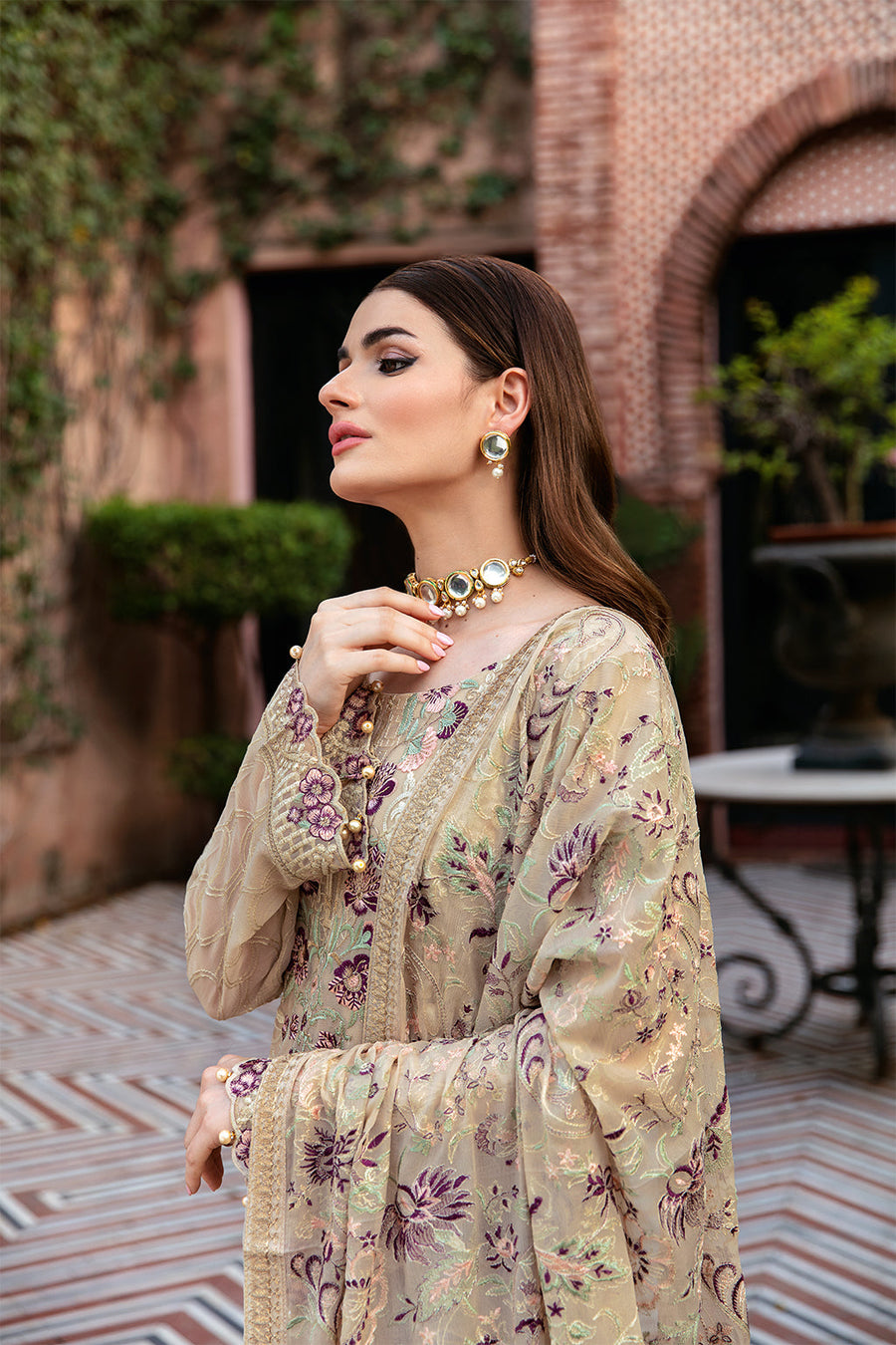 Dastan by Ramsha Embroidered Chiffon Unstitched 3 Piece Suit T-105