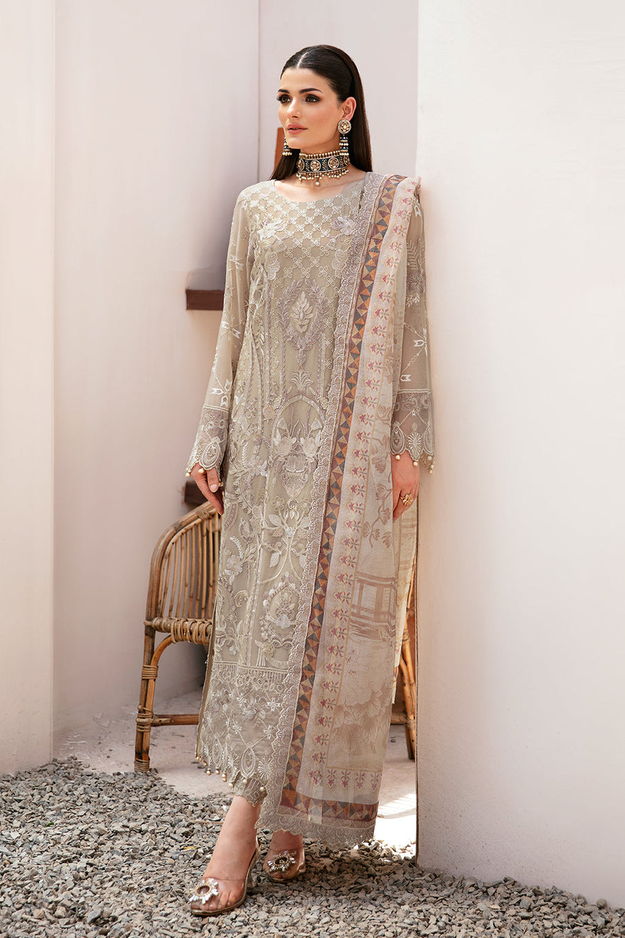 Dastan by Ramsha Embroidered Chiffon Unstitched 3Pc Suit T-201