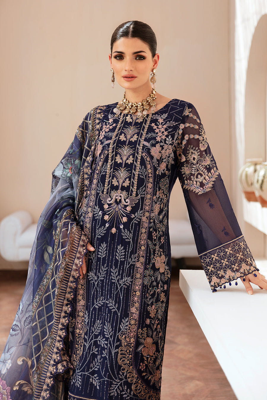 Dastan by Ramsha Embroidered Chiffon Unstitched 3Pc Suit T-202