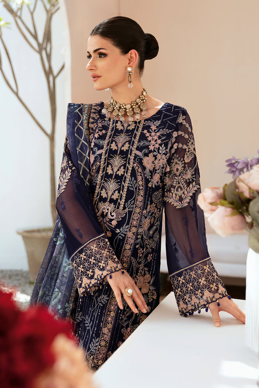Dastan by Ramsha Embroidered Chiffon Unstitched 3Pc Suit T-202