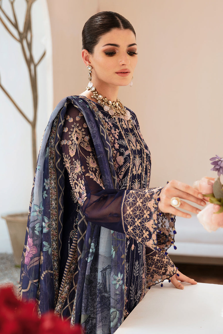 Dastan by Ramsha Embroidered Chiffon Unstitched 3Pc Suit T-202