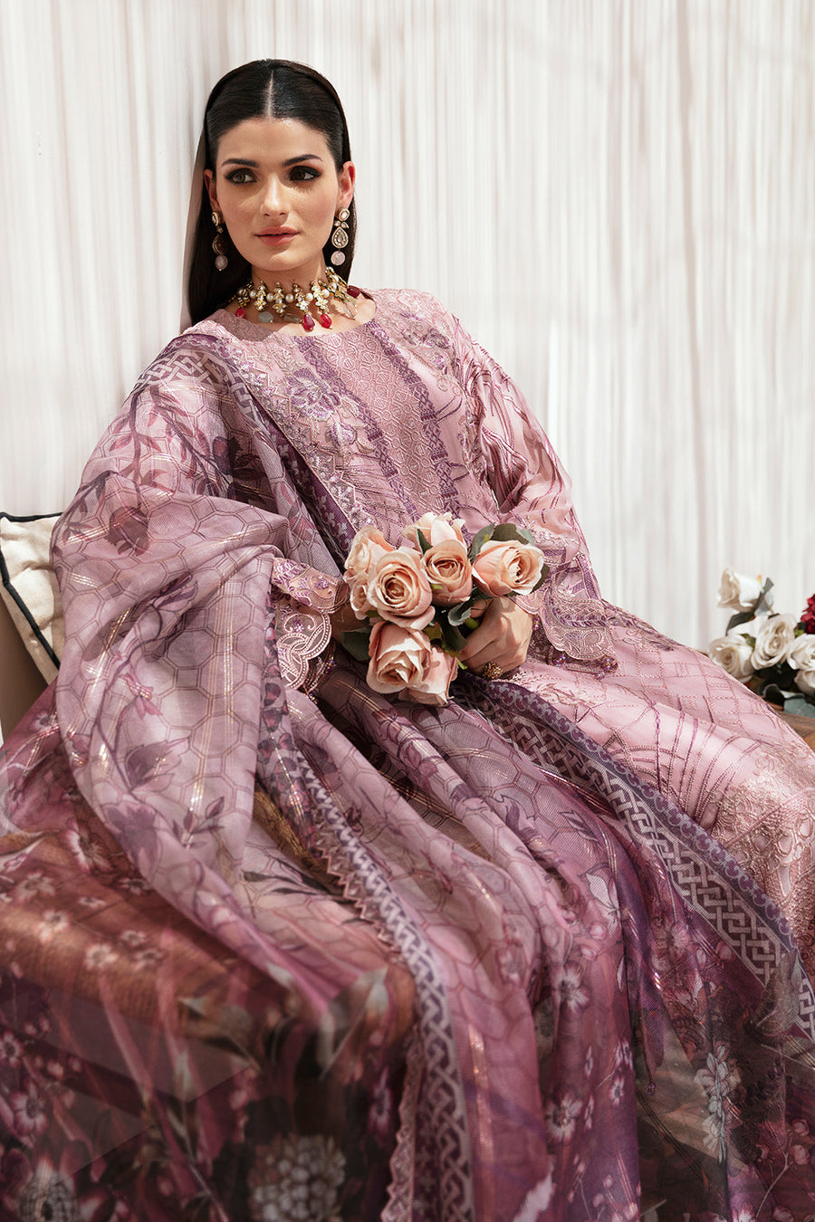 Dastan by Ramsha Embroidered Chiffon Unstitched 3Pc Suit T-203