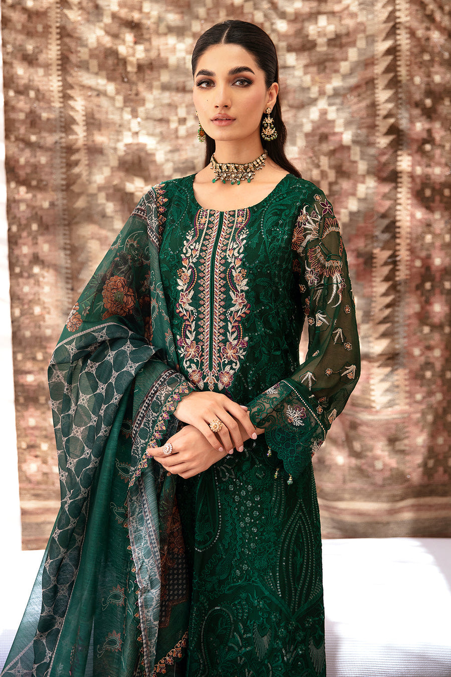 Dastan by Ramsha Embroidered Chiffon Unstitched 3Pc Suit T-204