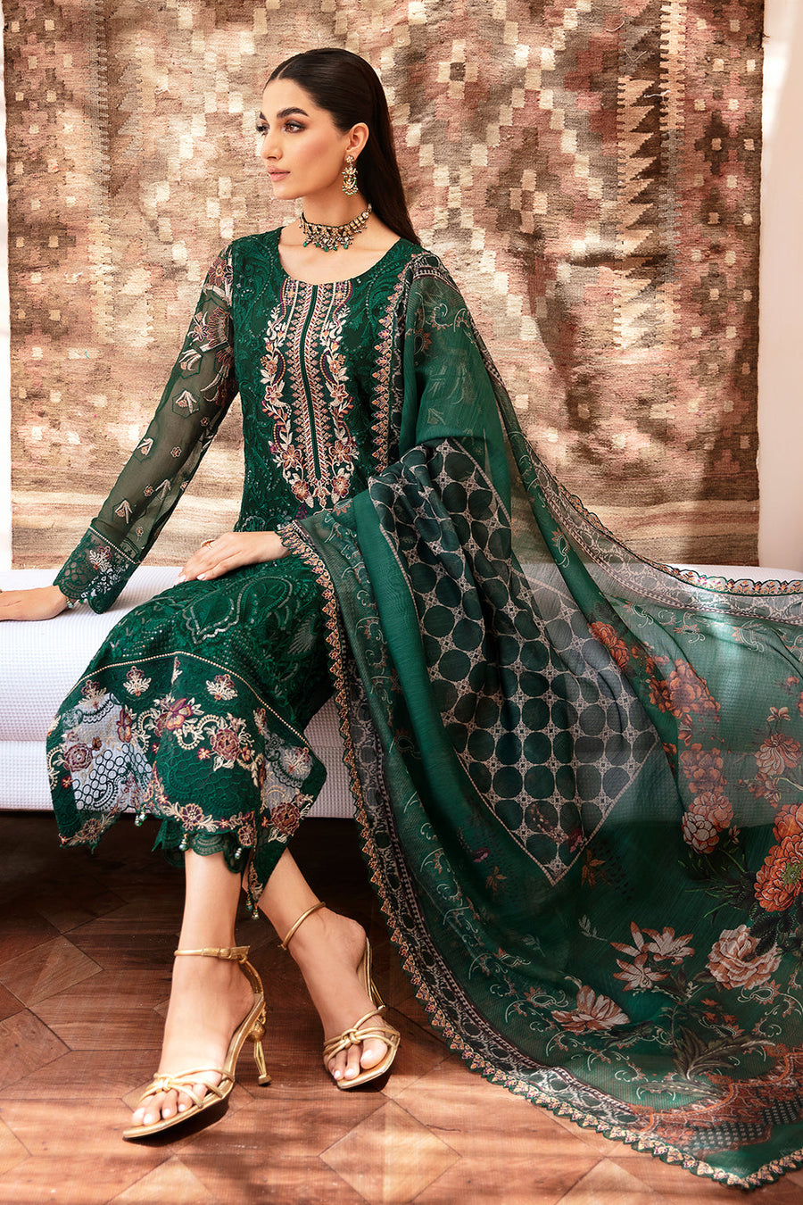 Dastan by Ramsha Embroidered Chiffon Unstitched 3Pc Suit T-204
