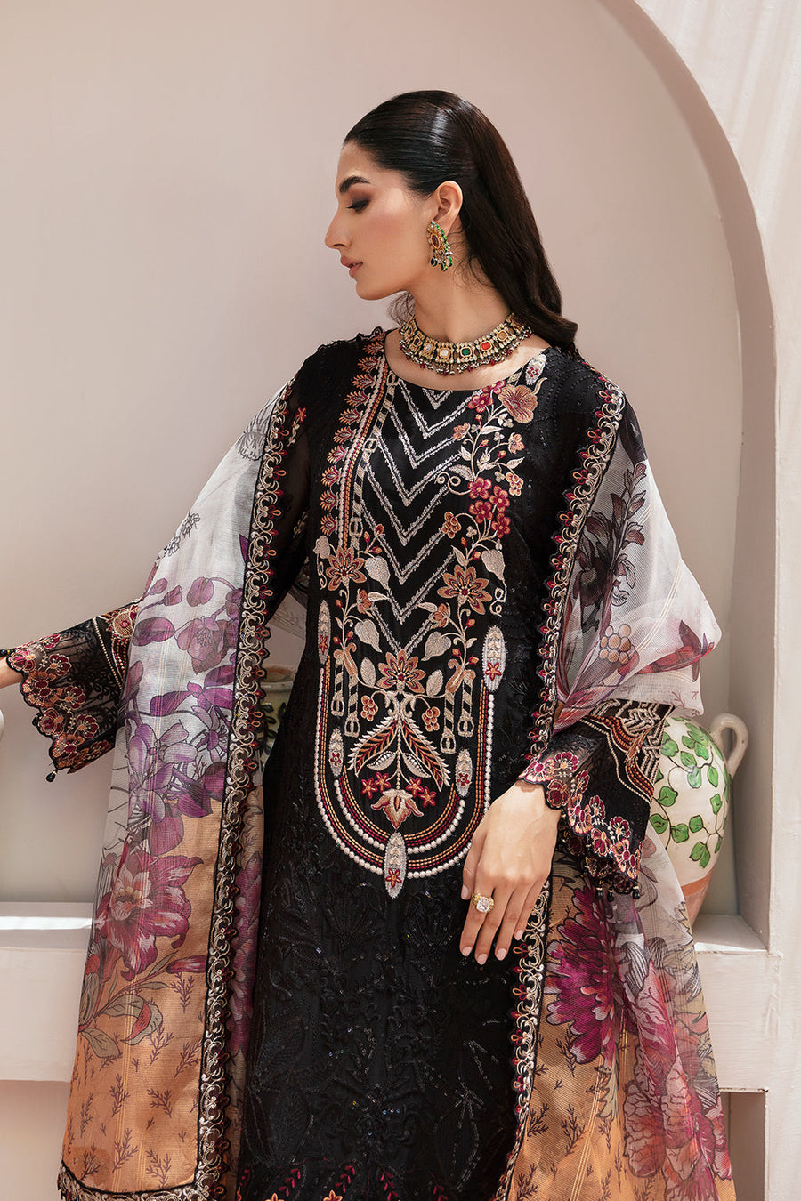 Dastan by Ramsha Embroidered Chiffon Unstitched 3Pc Suit T-205