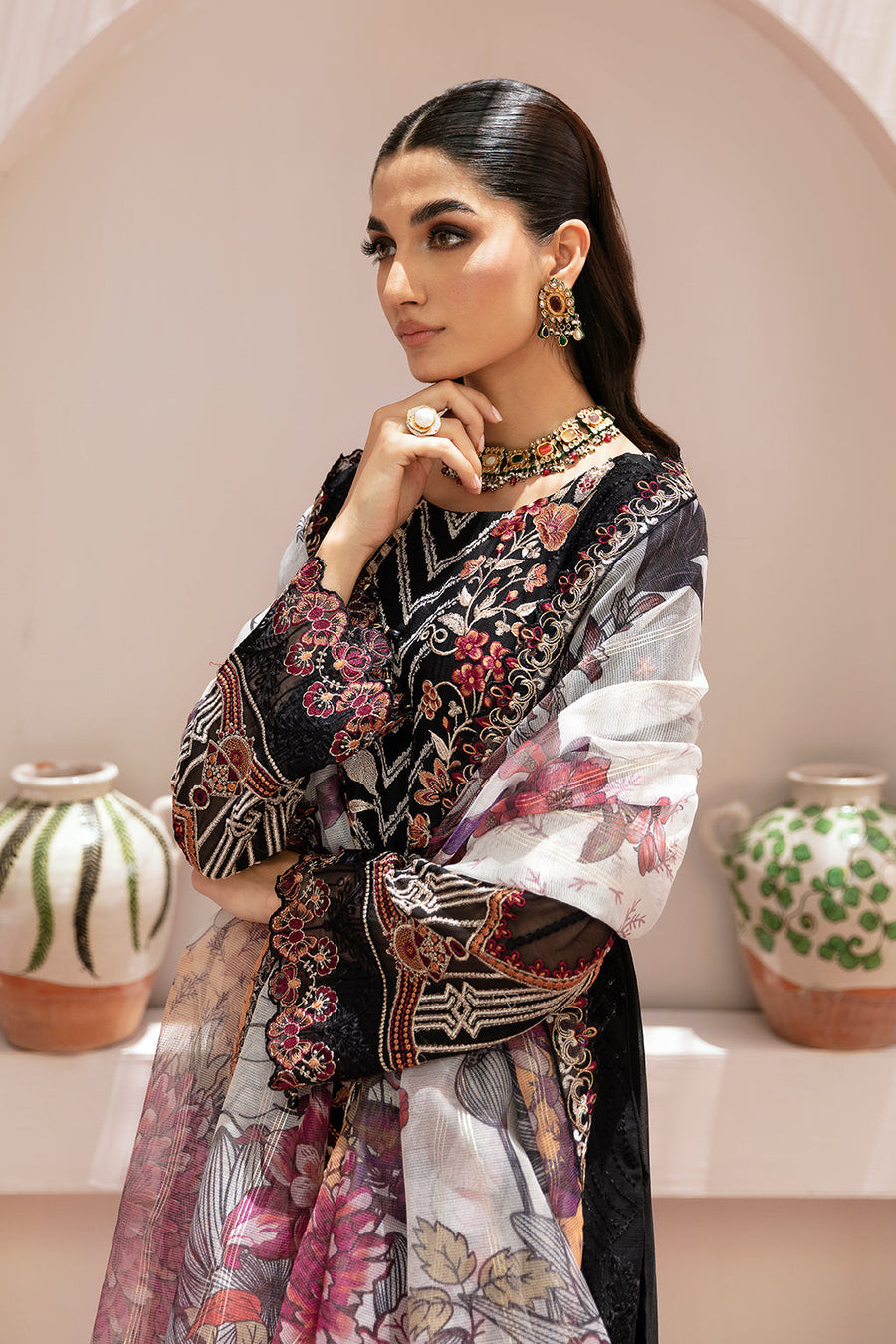 Dastan by Ramsha Embroidered Chiffon Unstitched 3Pc Suit T-205