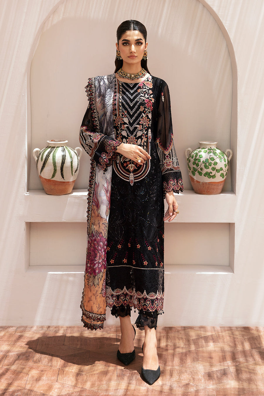 Dastan by Ramsha Embroidered Chiffon Unstitched 3Pc Suit T-205