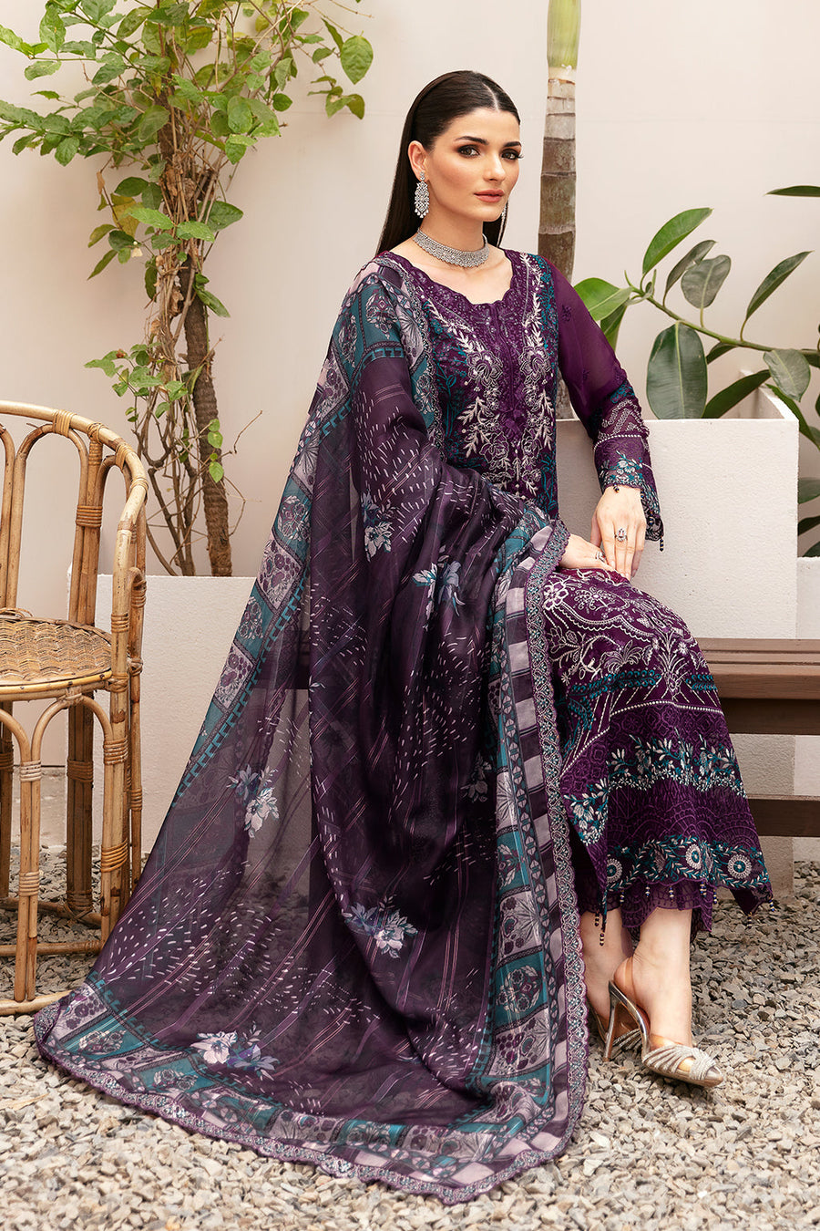 Dastan by Ramsha Embroidered Chiffon Unstitched 3Pc Suit T-207