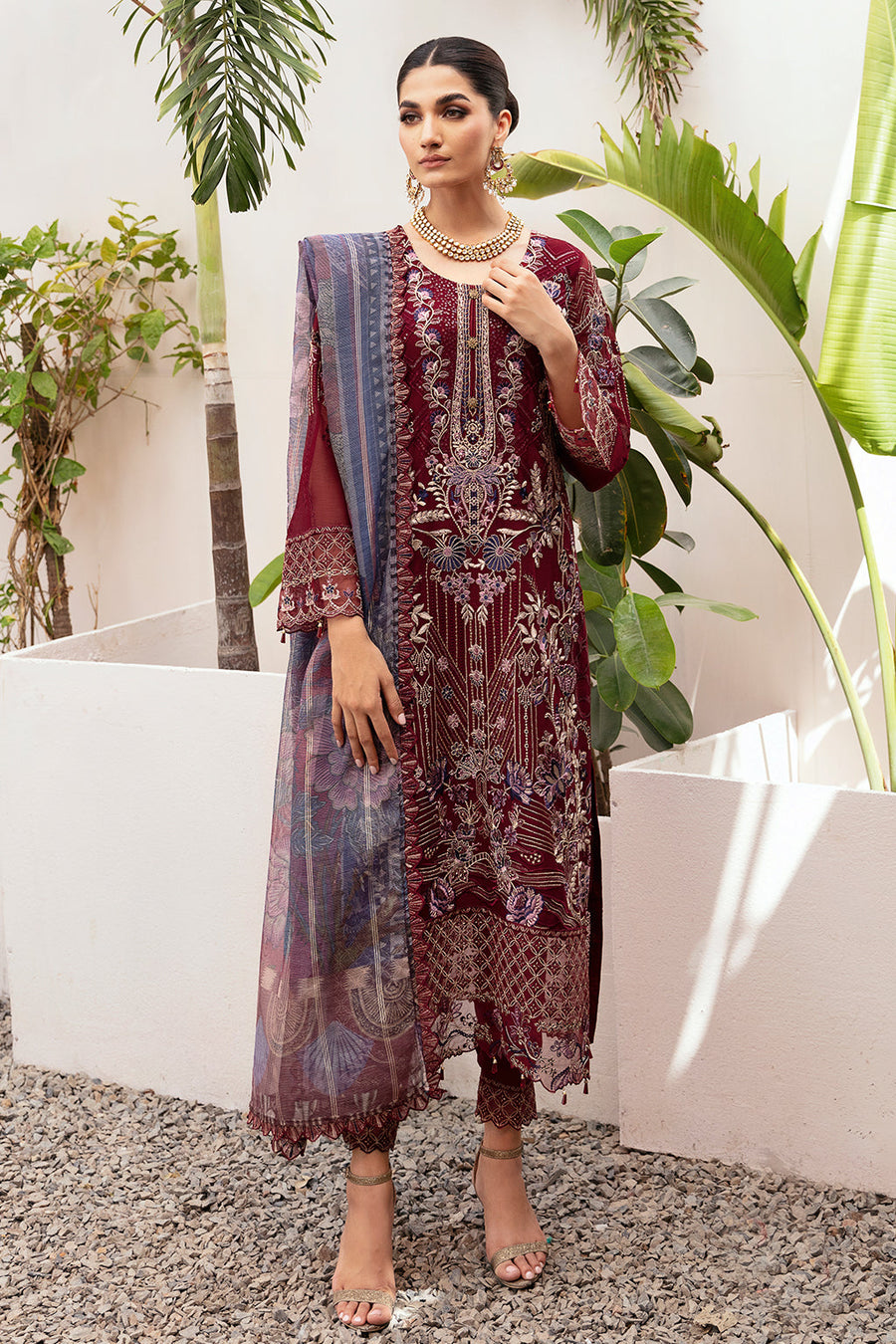 Dastan by Ramsha Embroidered Chiffon Unstitched 3Pc Suit T-210