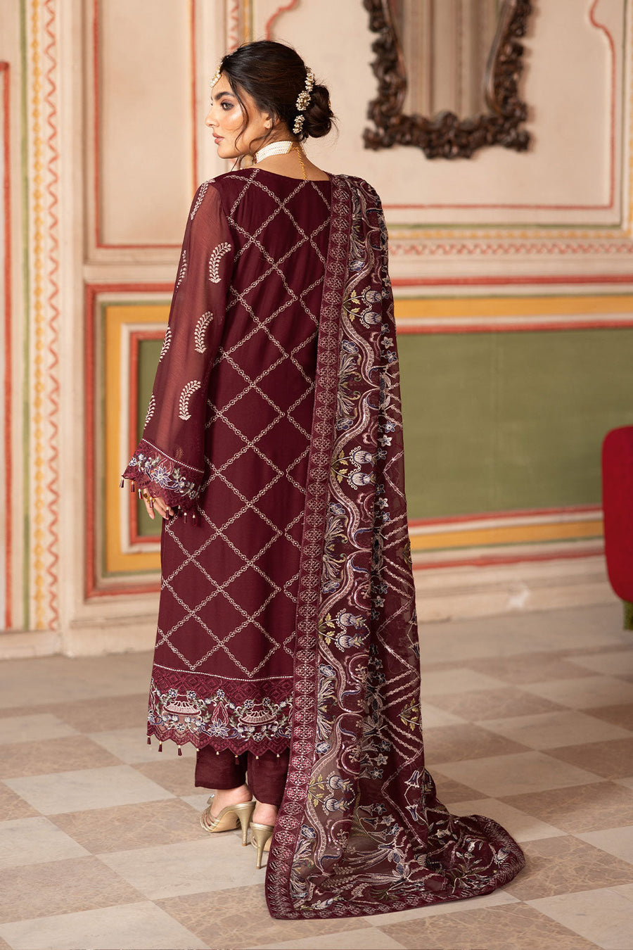 Ramsha Dastan Vol-03 Embroidered Chiffon Unstitched 3Pc Suit T-301