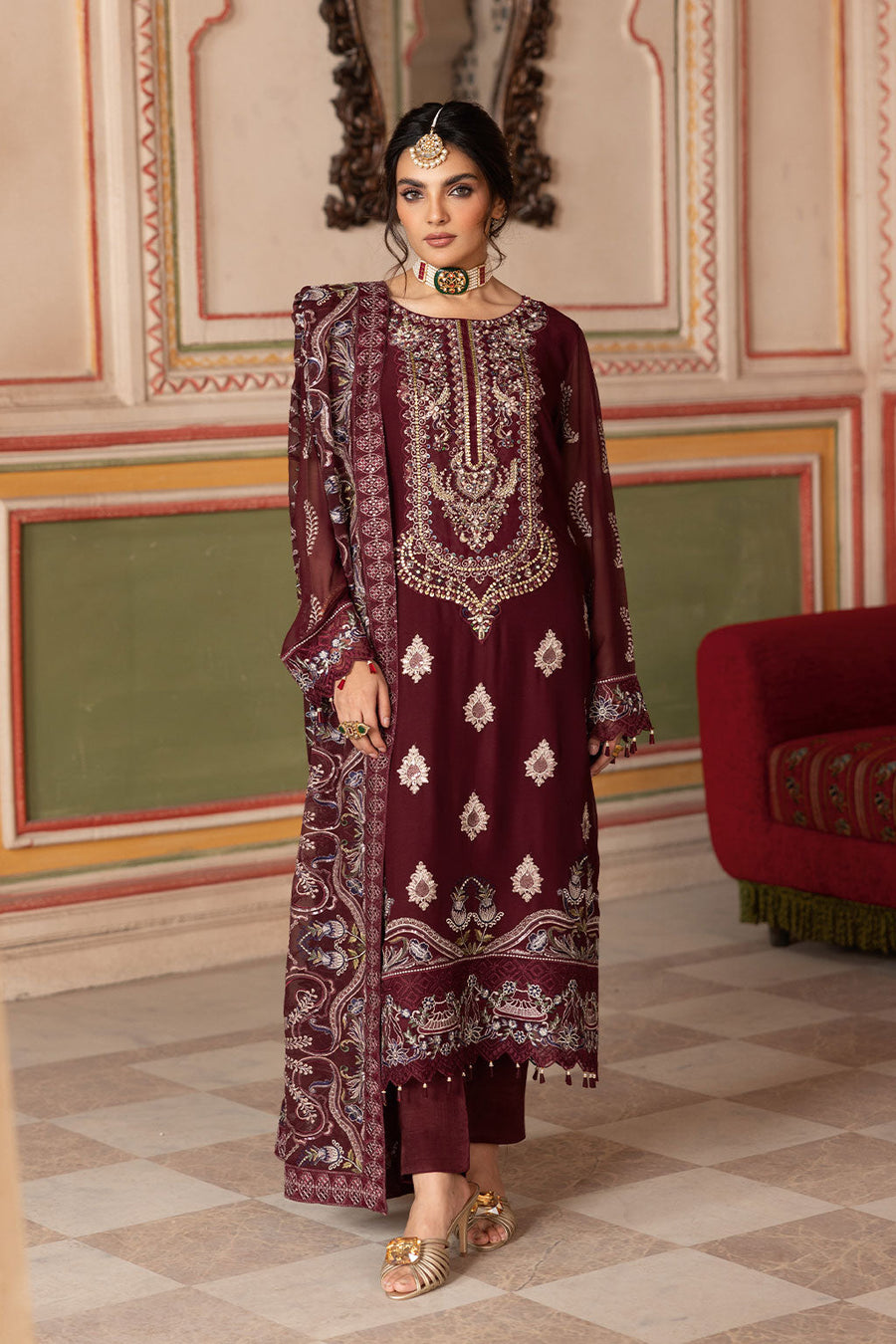 Ramsha Dastan Vol-03 Embroidered Chiffon Unstitched 3Pc Suit T-301